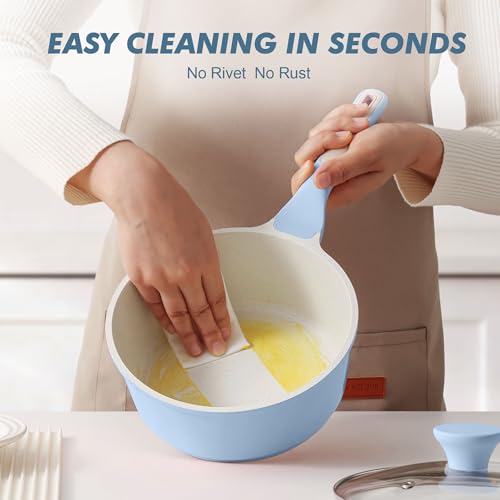 2.5 QT Ceramic Nonstick Saucepan with Lid (Glacier Blue / 2.5 Quarts)