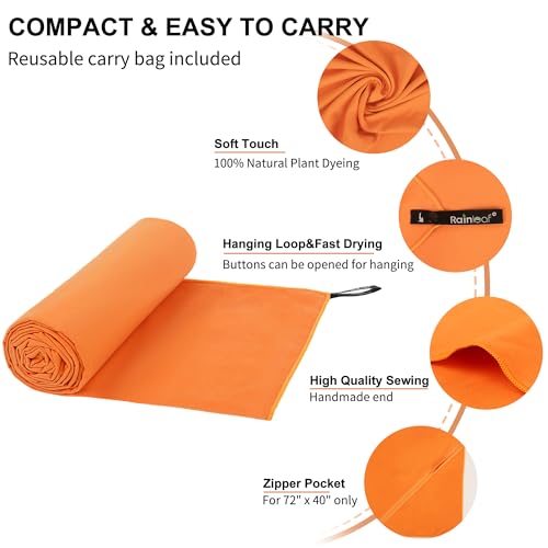 Microfiber Towel Quick Dry Camping & Travel & Gym Towel. Compact (Orange / 72.00" x 40.00")