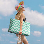Beach Bags for Women Large Waterproof Beach Tote Bag Zipper Beach Bags Waterproof Sandproof Swim Pool Bag Large Tote (Turquoise Green)