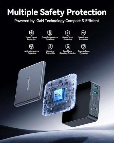 270W GaN 6‑Port Charging Station (Black-270W)