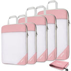 Compression Packing Cubes for Travel (Set of 6 New Size / 6-1-Pink)