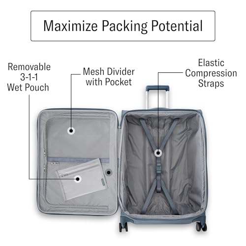 UpLIFT Lightweight Large Checked Softside Luggage with Spinner Wheels (Large Checked / Elemental Blue)