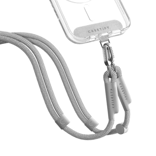 8mm Rope Cross Body Strap with Card (8mm / Heather Grey With Silver Clasp)
