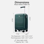 Carry On Luggage 22x14x9 Airline Approved Hardside 20 Inch Suitcase (Blackish Green / 20 Inch EXT)