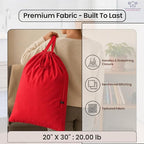 LFH Home Cotton Rich Large Premium Canvas Laundry Bag (20"x30" (Pack of 2) / Red)