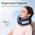 Travel Neck Pillow Airplane Neck Support Ergonomic Design for Traveling (Navy Blue / Standard)