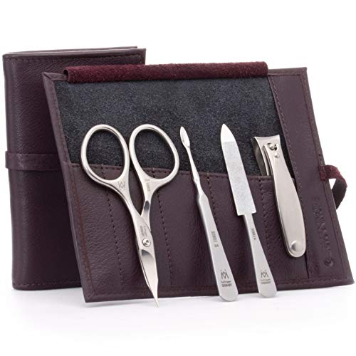 4pc Manicure Grooming Set (4-Pc: Clipper, Combo Scissor, Sapphire File / Purple Leather Roll)