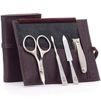 4pc Manicure Grooming Set (4-Pc: Clipper, Combo Scissor, Sapphire File / Purple Leather Roll)