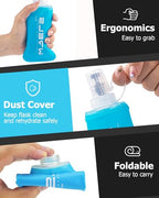 TPU Soft Flask Lightweight Portable Reusable Water Bottle (250ml/8.45oz-2 Pack-Light Blue)