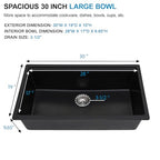 30 Granite Composite Kitchen Sink (Black / 30''x19'')