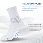 Crew Compression Socks for Women Men with Ankle Arch Support Plantar Fasciitis Relief 3 Pairs (Large / White(3 Pairs))