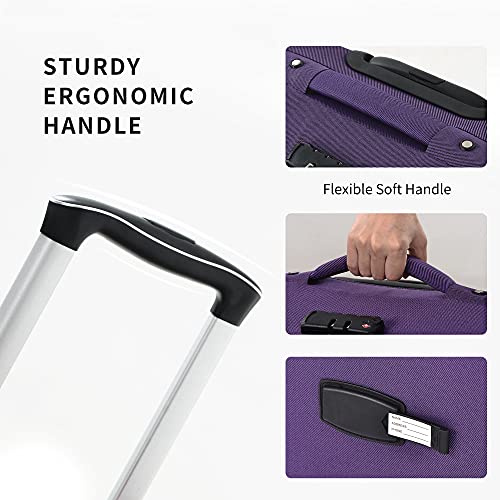 Softside Luggage Set Lightweight 3 Piece Suitcase with Duffel Bag (Softside Luggage(22/26/30) / Purple + bags)