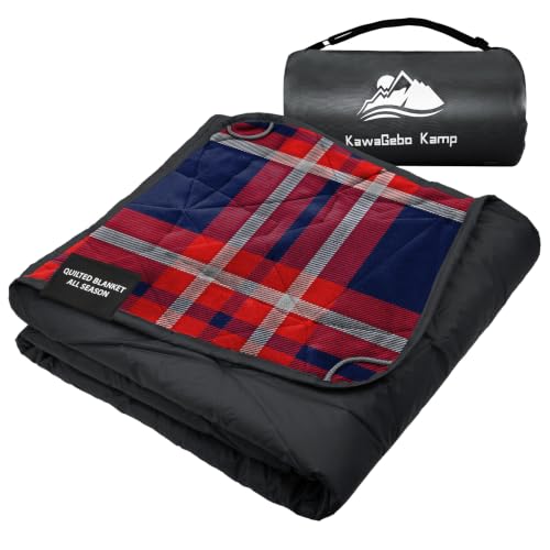 Large Waterproof Outdoor Blanket Thick Fleece 80" x 58" (Red Check)