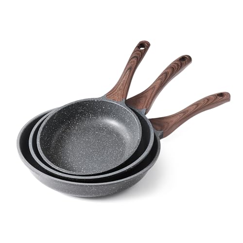 Nonstick Frying Pans (Gray / 8+9.5+11 Inch)