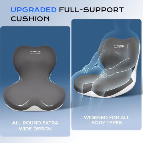 Car Seat Cushion and Lumbar Support Pillow One Piece (Gray-b / 1 Piece)