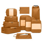 10 Pack Large Compression Packing Cubes for Travel (Caramel / 10 Pack)