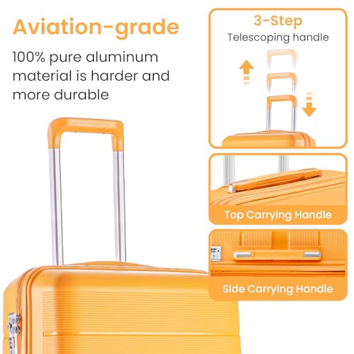 4 Piece Expandable Hardshell Pink Luggage Sets with Spinner Wheels (A#Orange / 4 Piece Set)