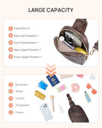 Small Sling Bag for Women Leather Crossbody Fanny Packs Chest Bag for Women Coffee (1-coffee)