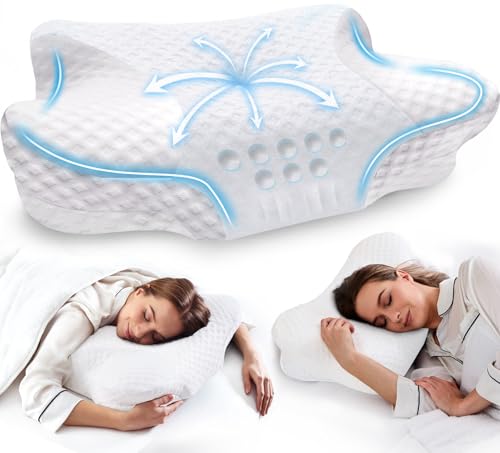 Cervical Neck Pillows with Memory Foam (1 Pack White / Standard)