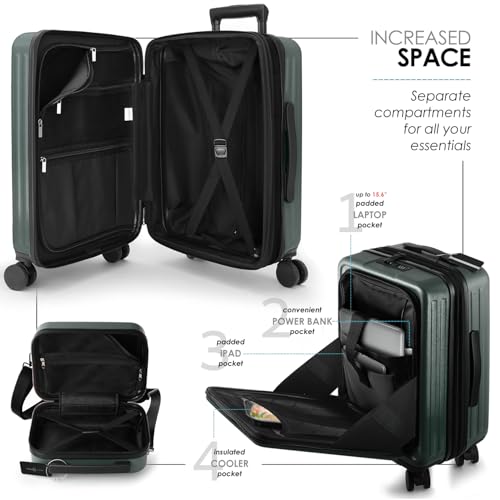 20 Inch Carry On Luggage 22x14x9 Airline Approved Suitcase (Carry-on 20 Inch / Green)