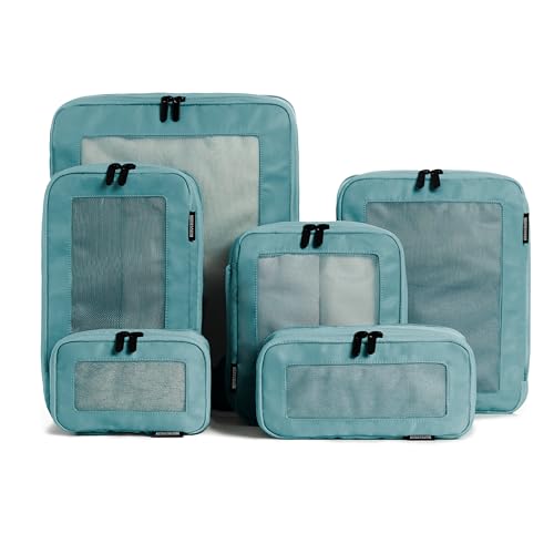 Compression Packing Cubes for Travel (6-Pack / Teal)