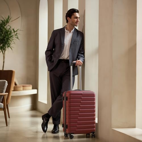 Lightweight Luggage with TSA Lock (Medium(24in) / Wine Red)