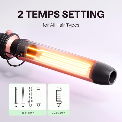 5 in 1 Curling Wand Set with Thermal Brush & 0.5" (Classic Rose Gold)