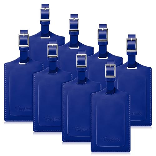 8 Pack Luggage Tags for Suitcases Airplane Travel Essentials (Fresh Blue)