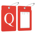 2 Pack Initial Luggage Tags for Suitcases Airplane Travel Essentials (Large Q / Red)