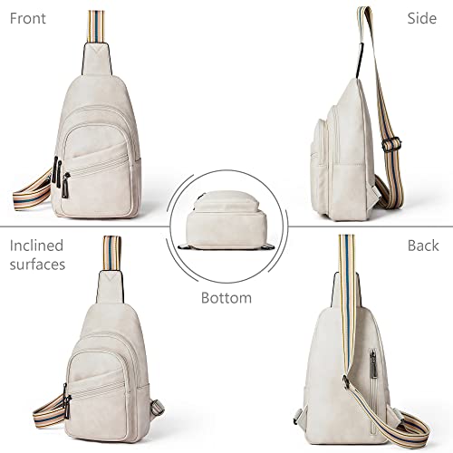 Sling Bag Crossbody Bags for Women Small Cross Body Bag Fanny Packs Chest Sling Purse for Daily Travel Leisure Sport (4-3 Beige)