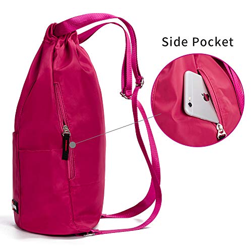 Waterproof Drawstring Gym Backpack Bag for Men & Women (A05-rose)