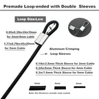 5 Pcs 5mm Wire 24 inch Vinyl Coated Stainless Steel Cable with Loops Short Wire Rope Lanyard Lock Security Chain Link for Outdoor Gates (5mm(T) X 24 in(L) 5PCS / Black)