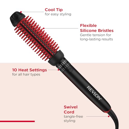 SmoothStay Coconut Oil Infused 1" Heated Styling Brush (1 Count (Pack of 1) / Black/Red)