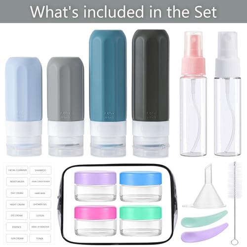 16 Pack Travel Bottles for Toiletries (16PCS/Grey)