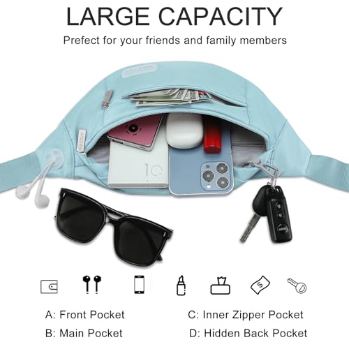 Large Dusty Blue Fanny Pack for Women Crossbody Bag Travel Essential (Dusty Blue / Large)