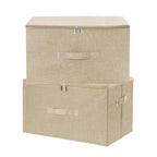 Fabric Storage Bins with Zipper Lids (Beige / Large (Pack of 2))