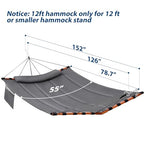 12FT 2 Person Hammock with V Shaped Spreader Bar (Grey)