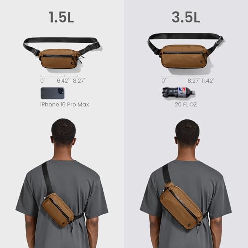 1.5L X Pac Sling Bag with RFID Blocking Crossbody Pack for Men Women (X-Pac Brown / 1.5L)
