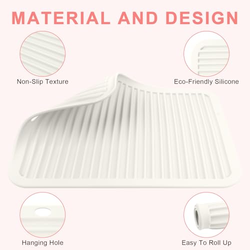 Silicone Heat Resistant Mat for Hair Tools (Ivory / Oversize)