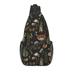 Sling Bag Vintage Mushroom Leaf Forest Hiking Daypack Crossbody Shoulder Backpack Travel Chest Pack for Men Women Over 12 Years Old (A01)
