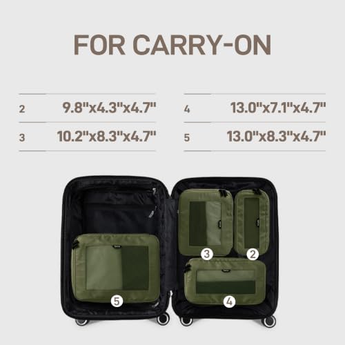 TripCozy Compression Packing Cubes (Olive Green / Set of 4)
