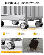 Carry on Luggage Airline Approved (Silver Grey-Expandable / Front Pocket)