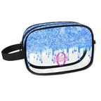 Personalized Travel Transparent Cosmetic Bag Waterproof Makeup Bags (Water Blue)