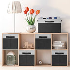 Large Storage Baskets for Shelves 6 Pack (Large-6 Pack / Black & White)
