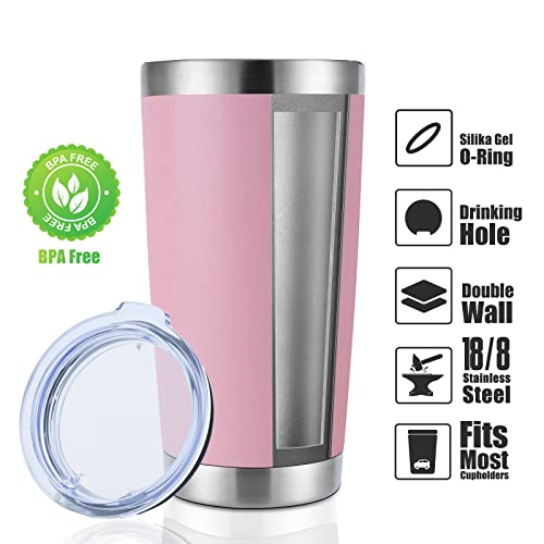 20oz Stainless Steel Tumbler Bulk with Lid (1 Count (Pack of 1) / Pink)