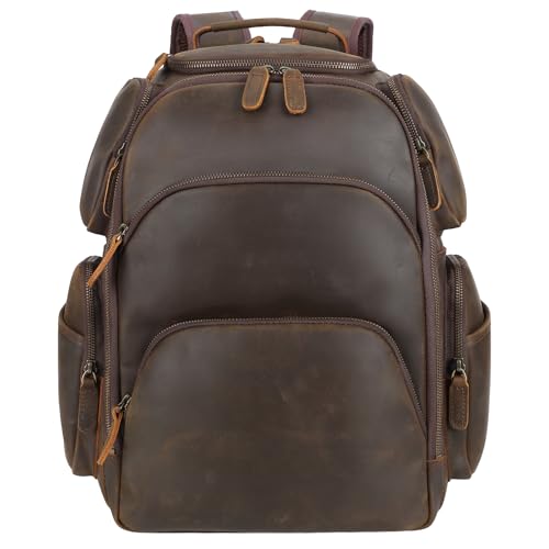 Men's Full Grain Leather 16" Laptop Backpack for Business Travel