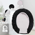 Microfiber Elongated Toilet Seat Cover 19.5"x 15" Machine Washable (Black / Elongated)