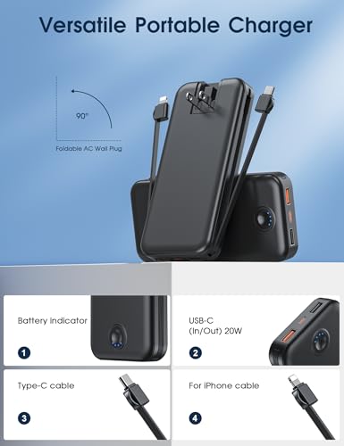 Portable Charger 10000mAh Fast Charging w (Black)