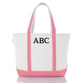 Medium Classic Personalized Monogram Canvas Tote Bag for Women (Coral)