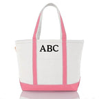Medium Classic Personalized Monogram Canvas Tote Bag for Women (Coral)